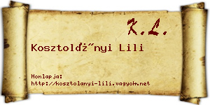 Kosztolányi Lili névjegykártya