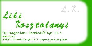 lili kosztolanyi business card